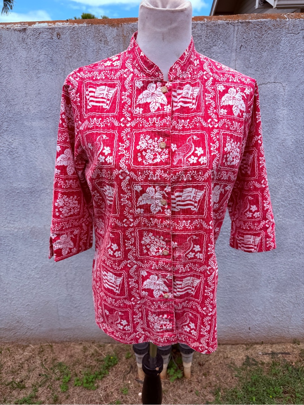 PreOwned Reyn Spooner Tunic Women's S Hawaiian Blouse Red/White